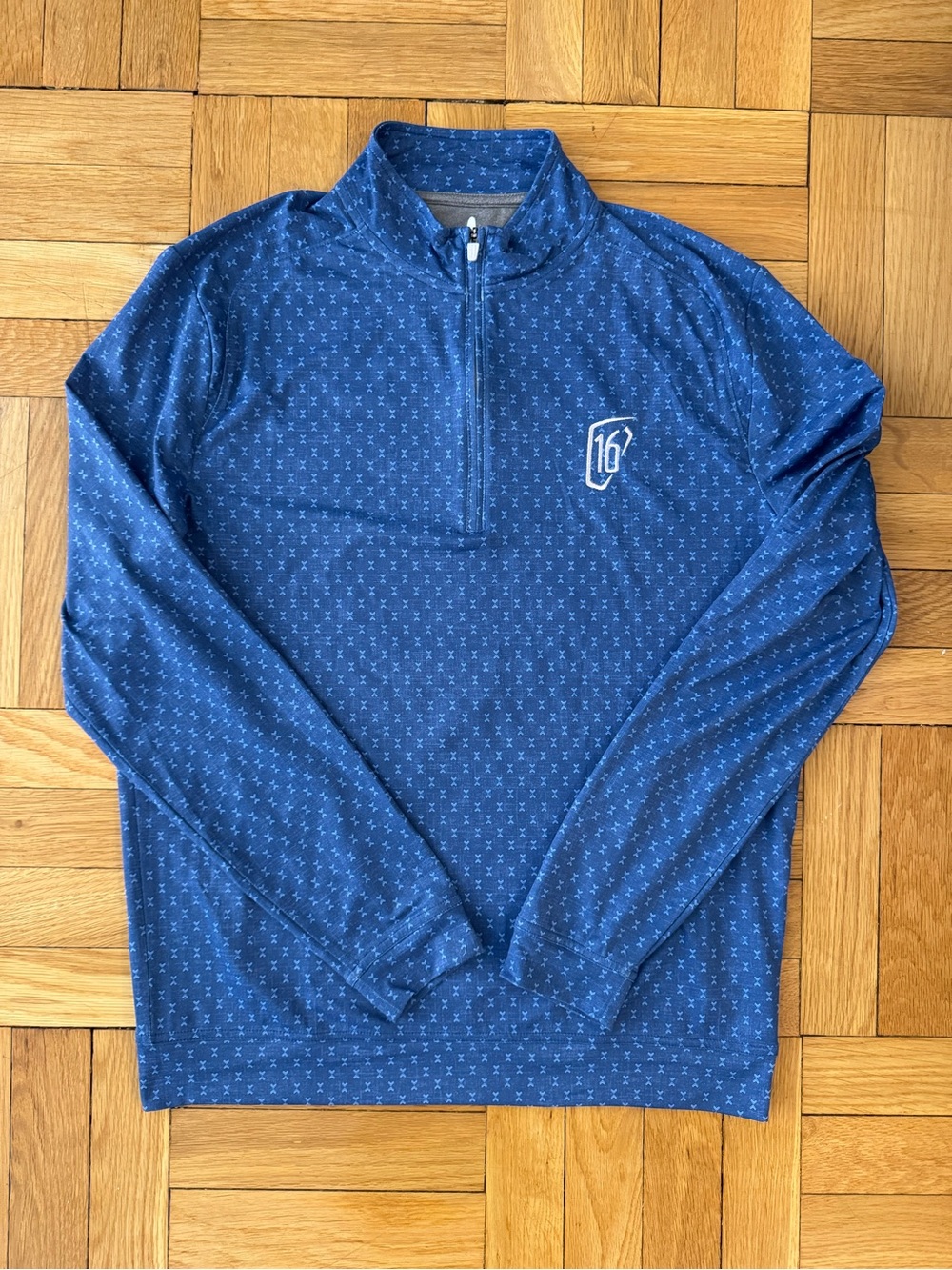Men's johnnie-O Phoenix Open 16th Hole Blue Pattern Dri-Fit Quarter-Zip